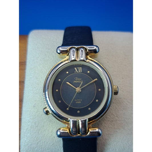 Vintage 1995 Timex Classic Two Tone 33mm Women's Quartz Watch New Strap Restored