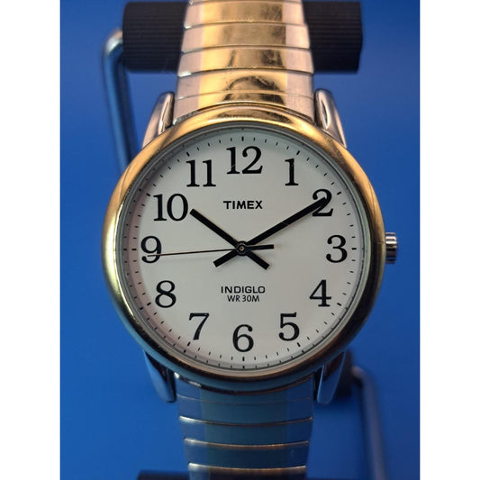 Vintage 2010 Timex Indiglo Easy Reader Date 35mm Mens Quartz Watch Restored