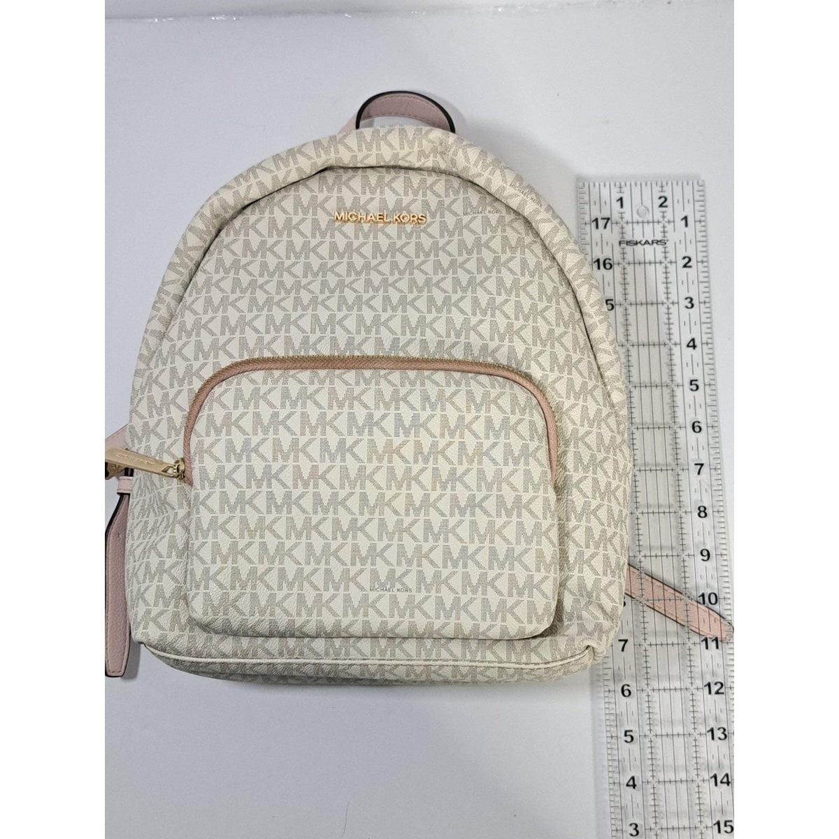 2019 Michael Kors Abbey Signature Vanilla Pink Women's Luxury Back Pack Restored