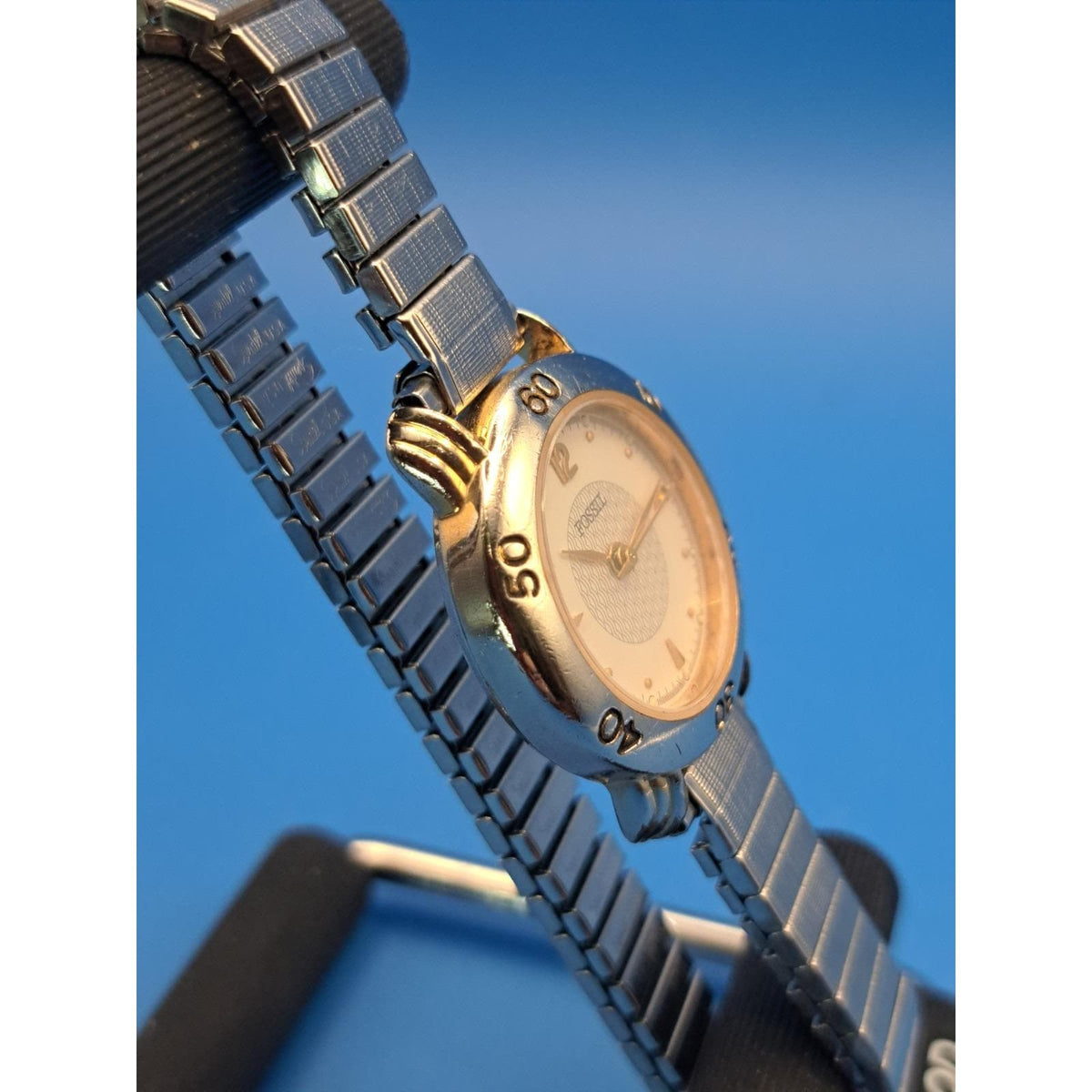 Vintage 1995 Fossil Guilloche Diver Style 26mm Women's Quartz Watch Restored