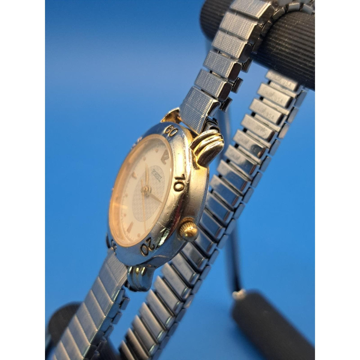 Vintage 1995 Fossil Guilloche Diver Style 26mm Women's Quartz Watch Restored