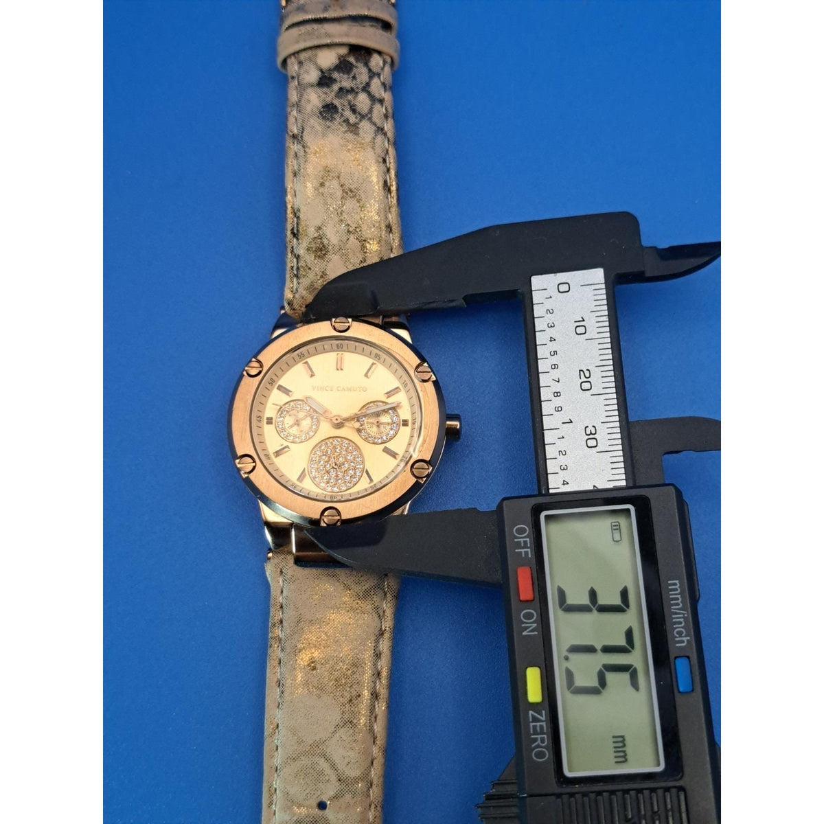 Vintage 2015 Vince Camuto Day-Date Rose Gold 38mm Women's Quartz Watch Restored
