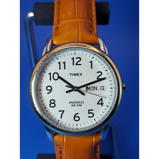 Vintage 2008 Timex Easy Reader Indiglo Day-Date 35mm Mens Quartz Watch Restored