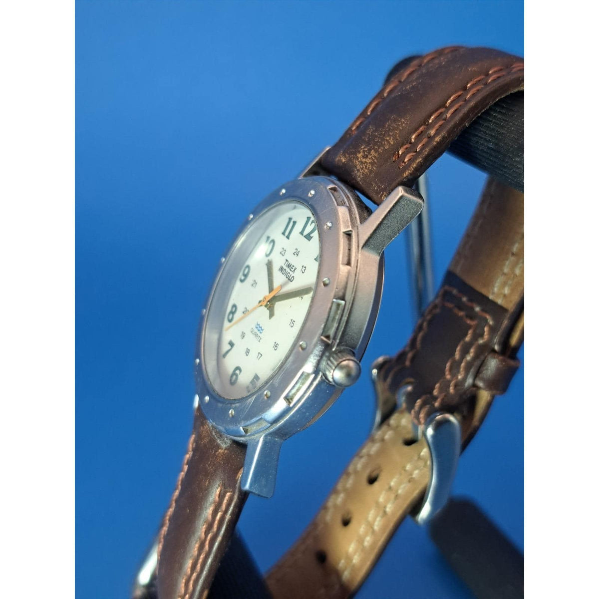 Vintage 1997 Timex Indiglo Military Field 32mm Mens Quartz Watch Fully Restored