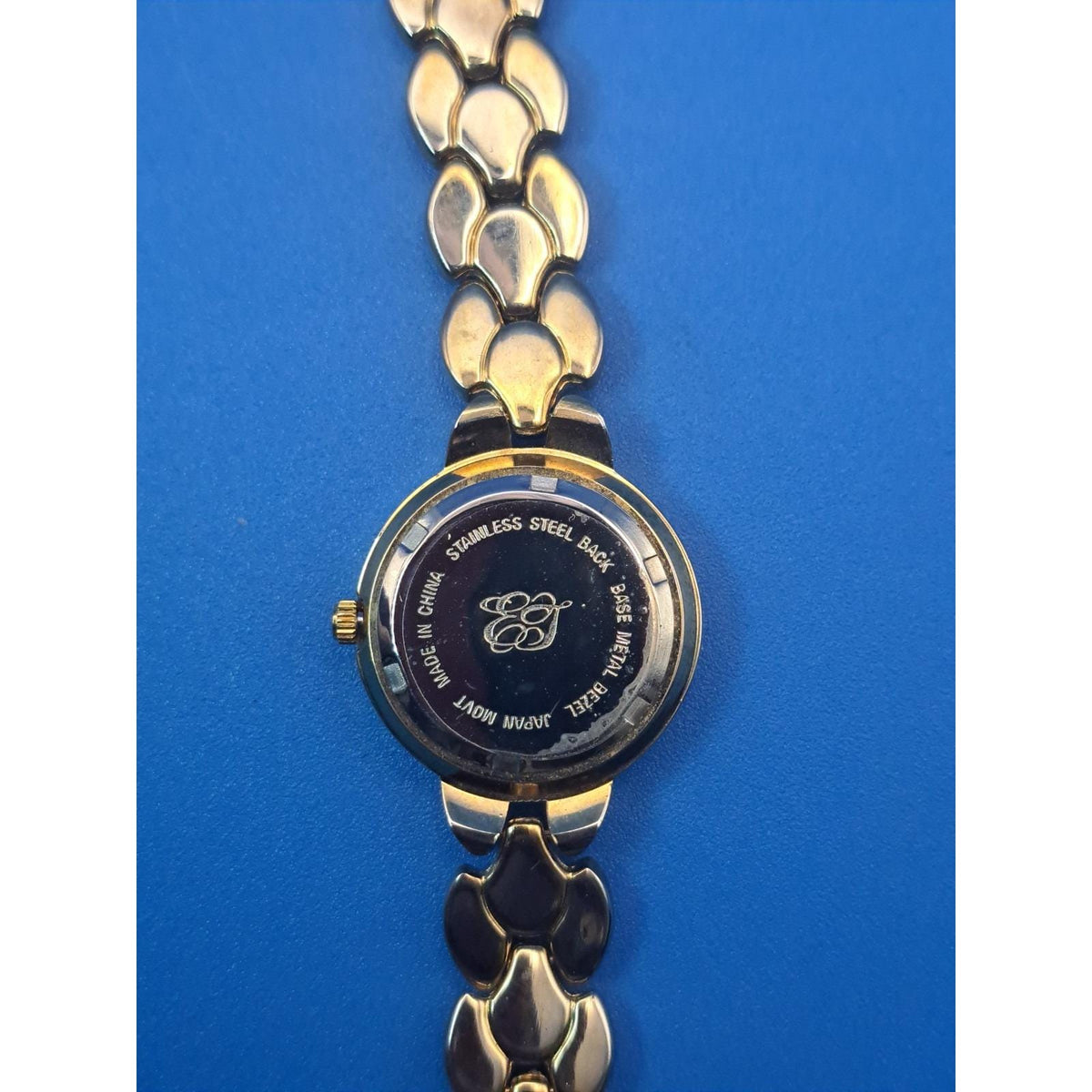Vintage 1995 EJ Crystal Bezel Gold Tone 28mm Women's Quartz Watch Restored
