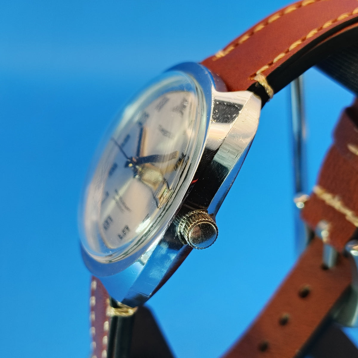 Vintage 1973 Timex Automatic Day/Date Mens Mechanical Watch New High Quality Wax Leather Strap