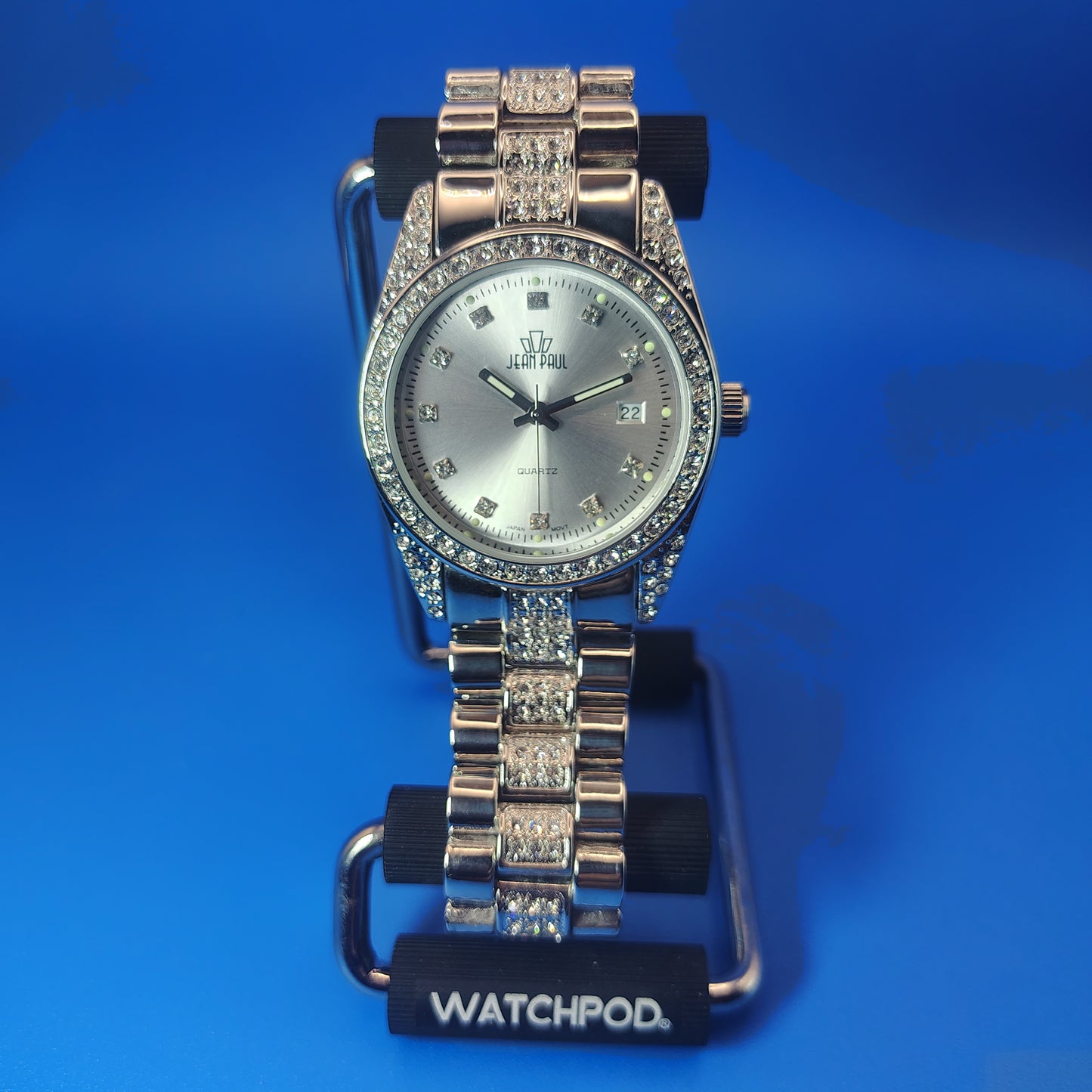 Vintage 2014 Jean Paul NY Date Crystal Bezel 35mm Women's Quartz Watch *Mint