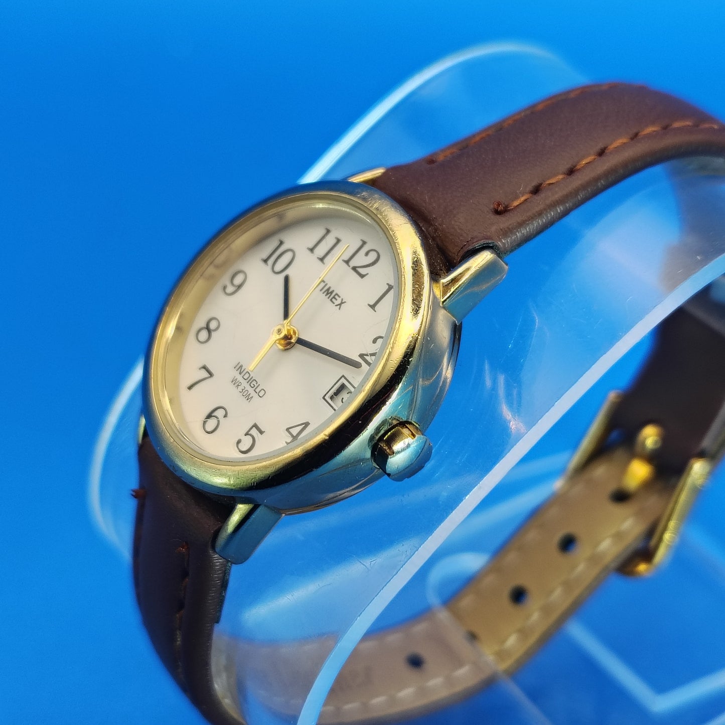 Vintage 2012 Timex Easy Reader Indiglo Date 39mm Women's Quartz Watch New Strap