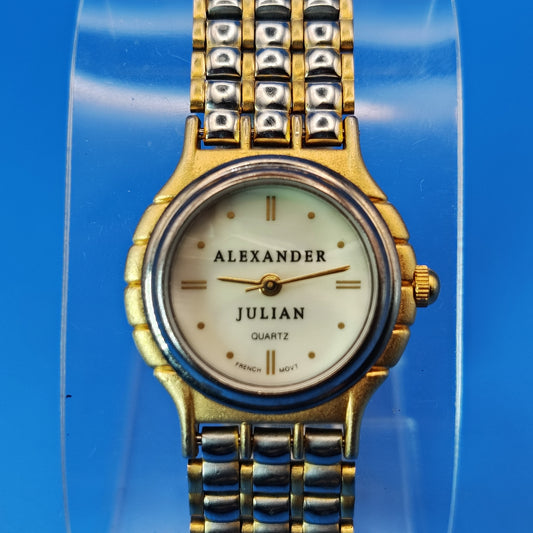 Vintage 1994 Alexander Julian 22mm Women's Two Tone Quartz Designer Watch Fully Restored