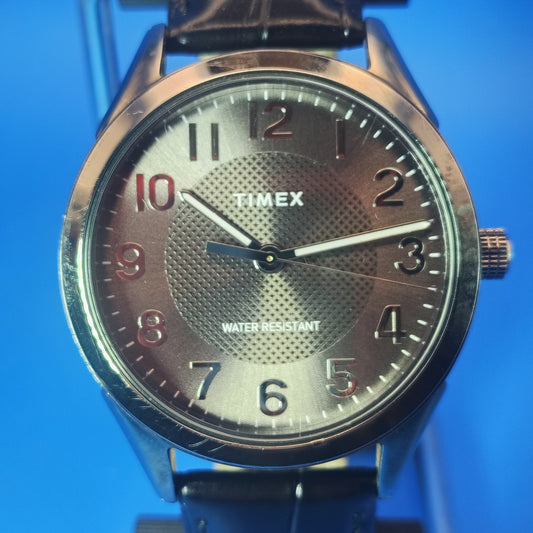 2018 Timex T46000 40mm Mens Quartz Dress Watch Gun Metal New Strap Fully Restored