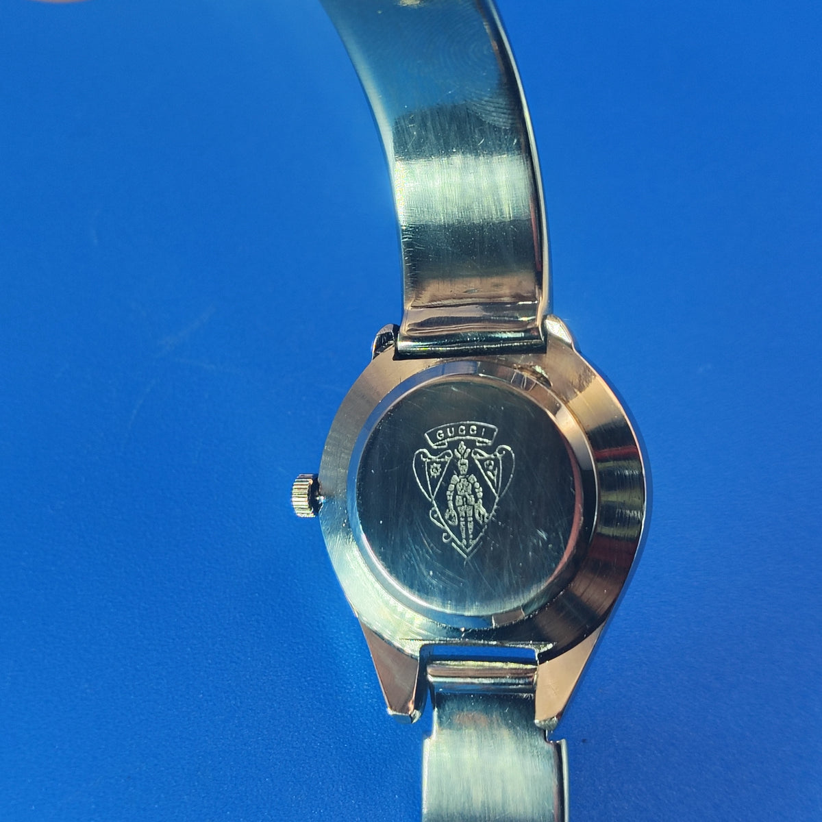 Vintage 1990 Authentic GUCCI Bangel Swiss Made Women's Quartz Luxury Watch SS Strap Fully  Restored