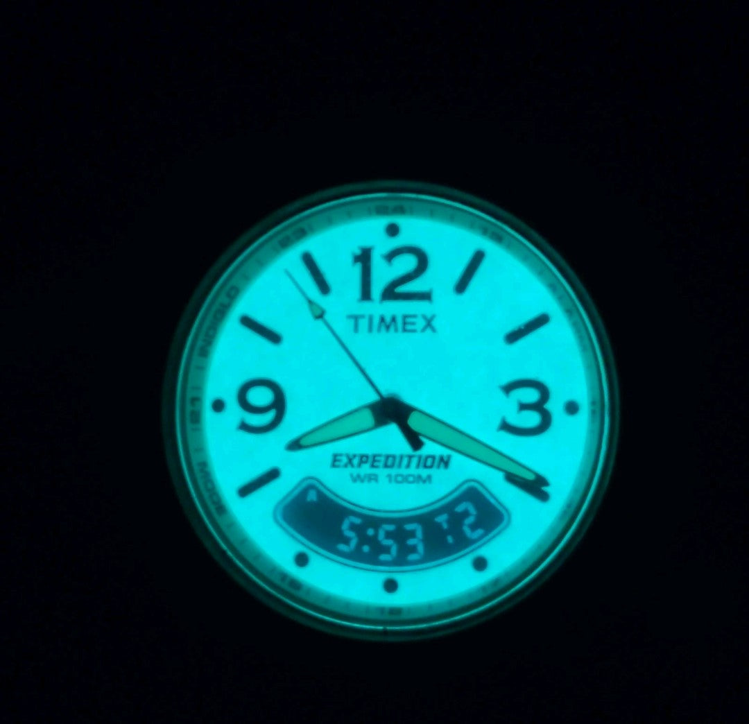 Vintage Timex Expedition INDIGLO DUAL Time 38mm Mens Analog-Digital Quartz Field Watch