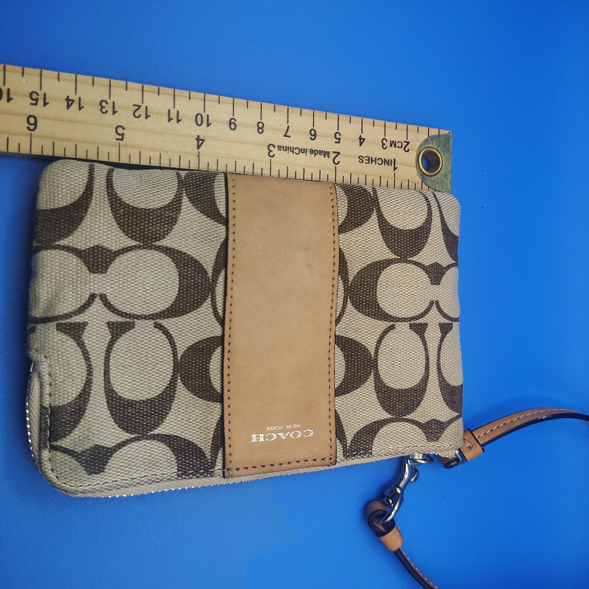 Vintage 2008 Authentic Coach Signature Canvas Women's Luxury Wristlet Wallet Bag Restored
