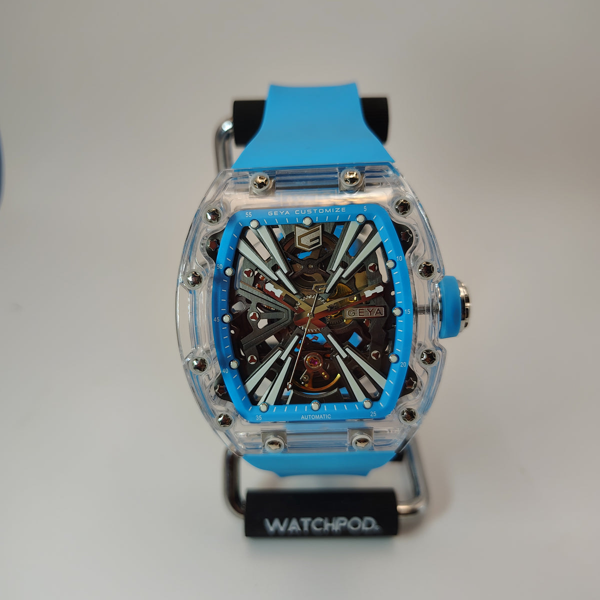 2026 Geya G78190 Crystal Shell Series 55mm Mens Automatic Luxury Watch Full Collector Box Set