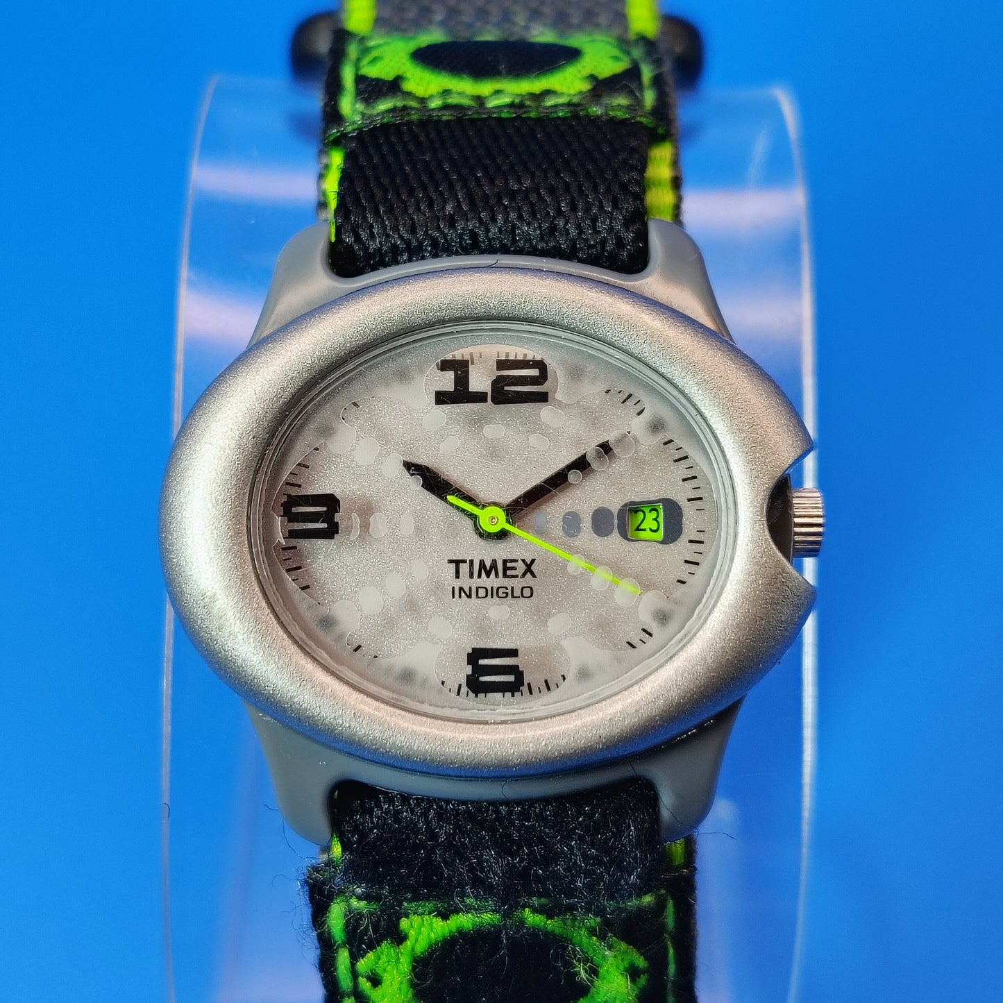 Vintage 1998 Timex Indiglo Y2K Pebble Case Date Quartz Sport Watch Restored