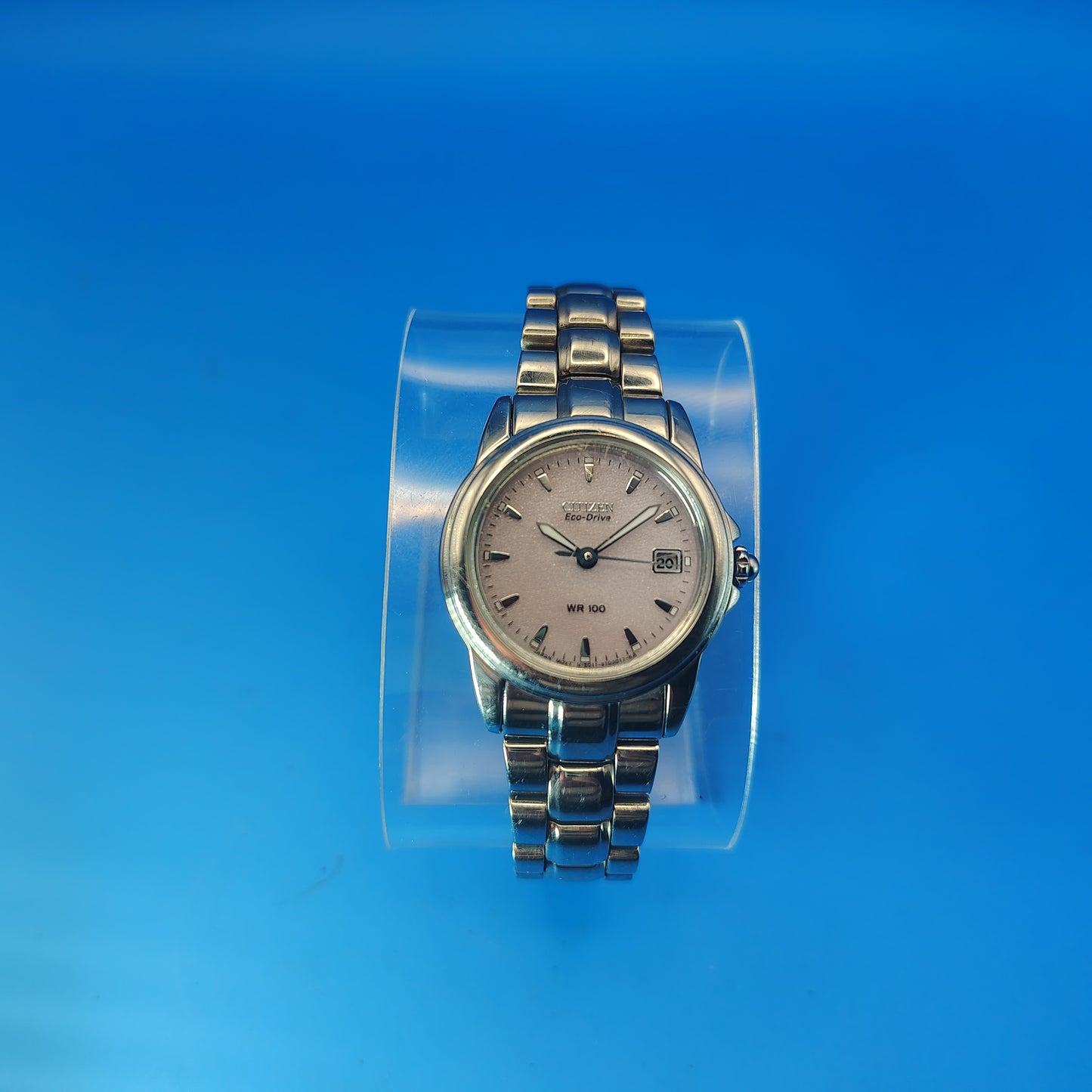 Vintage 1996 CITIZEN Eco Drive Pink Champagne Japanese Made Solar Powered Women's Quartz Luxury Watch