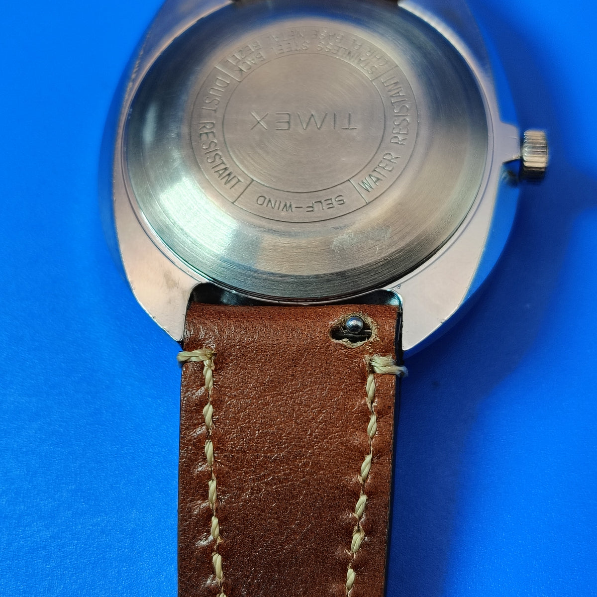 Vintage 1973 Timex Automatic Day/Date Mens Mechanical Watch New High Quality Wax Leather Strap