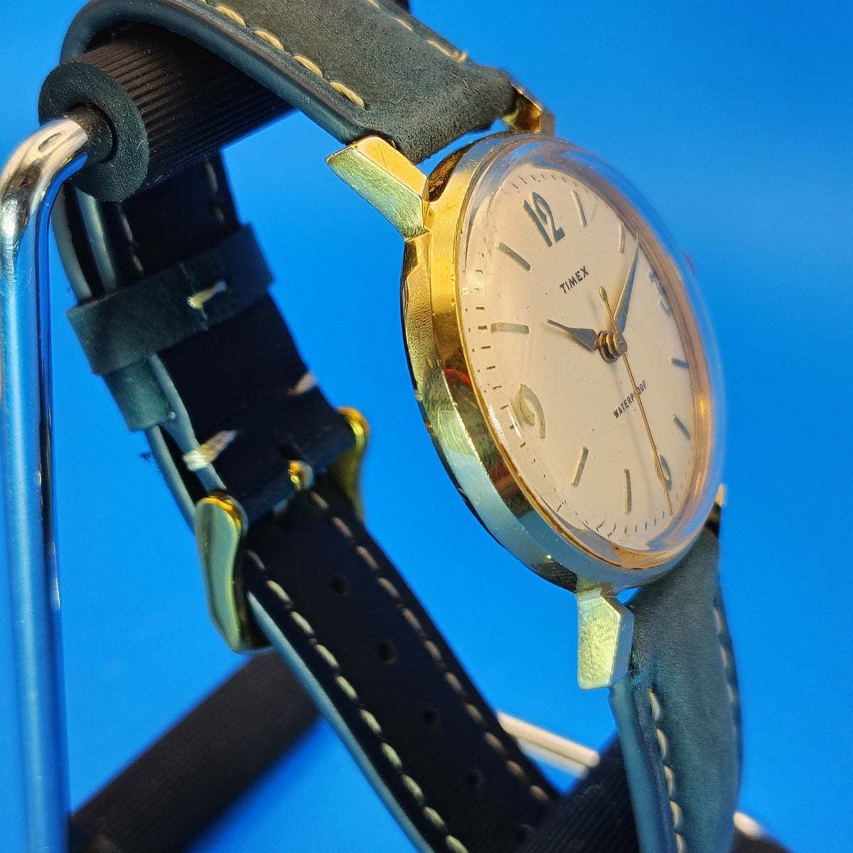 Vintage 1968 Timex Gold Tone 39mm Mens Mechanical Wind Watch Restored New Strap