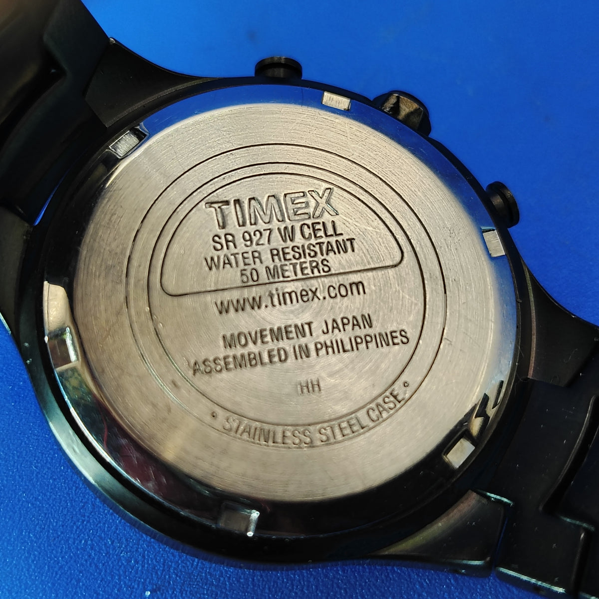 Vintage 2001 Timex Chronograph Date Gun Metal 38mm Mens Quartz Watch Restored