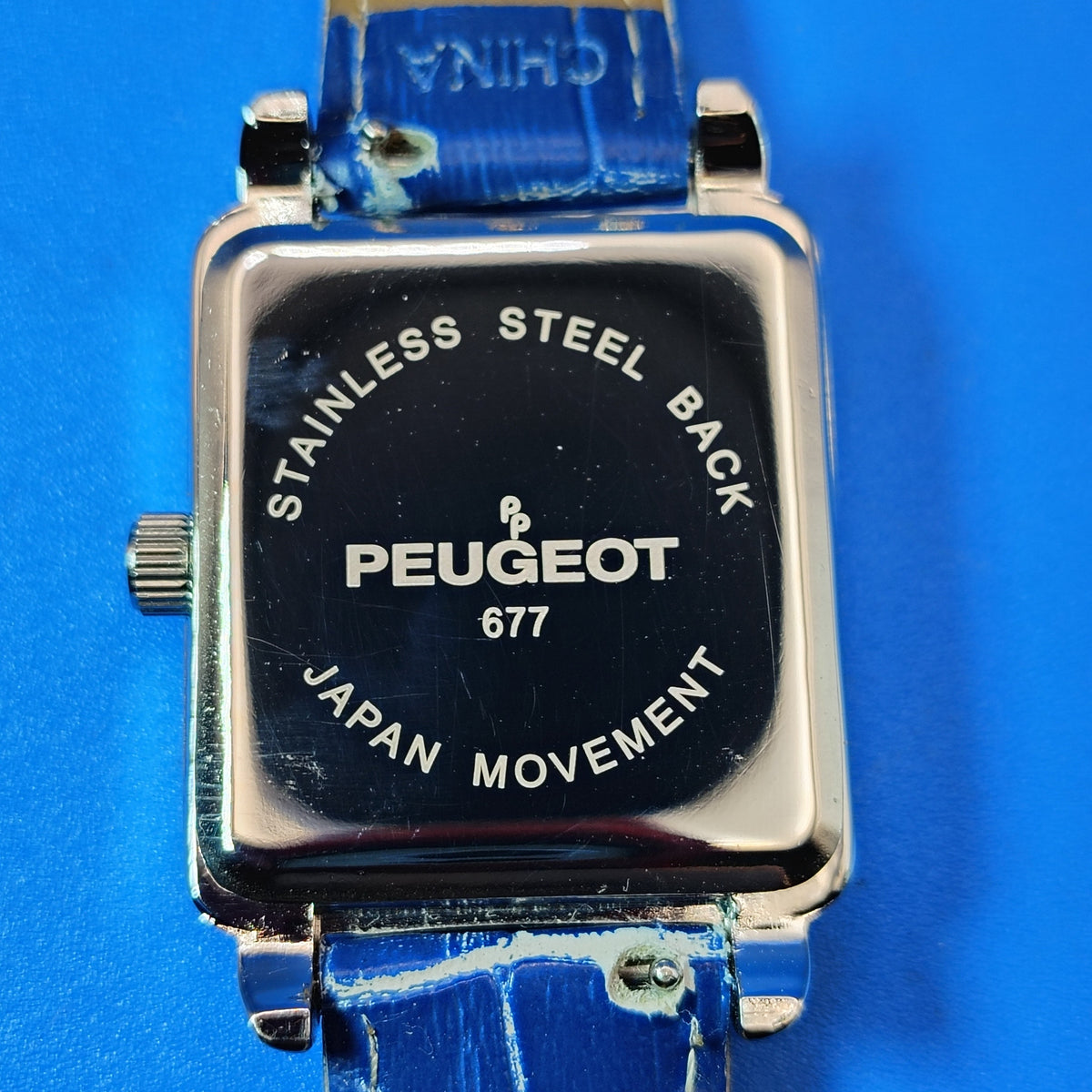 Vintage 2003 Peugot Rectangle Crystal Bezel Japan Movt 34mm Women's Quartz Watch
