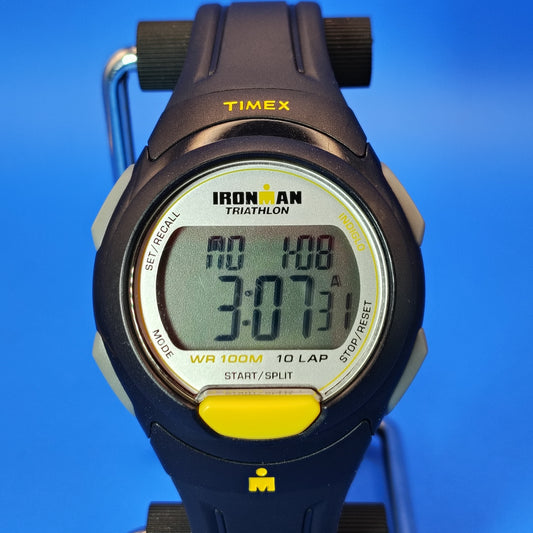 Vintage 2002 Timex INDIGLO Triathlon 10 Lap 40mm Mens Digital Sports Watch