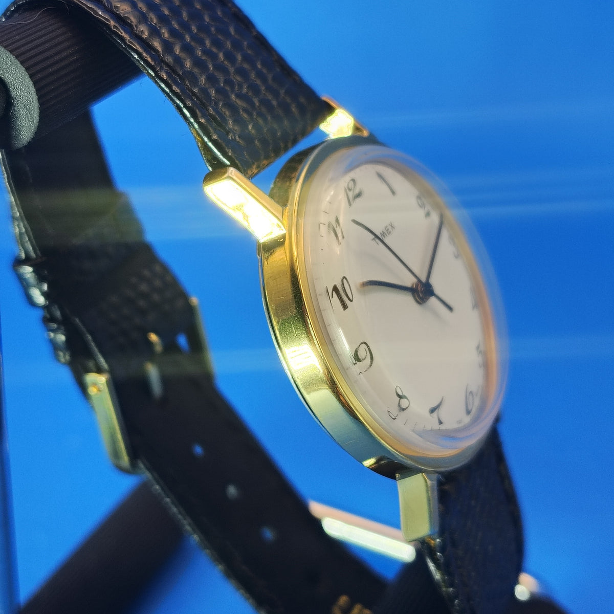 Vintage 1978 Timex Mechanical Wind Gold Tone 39mm Mens Dress Watch Restored
