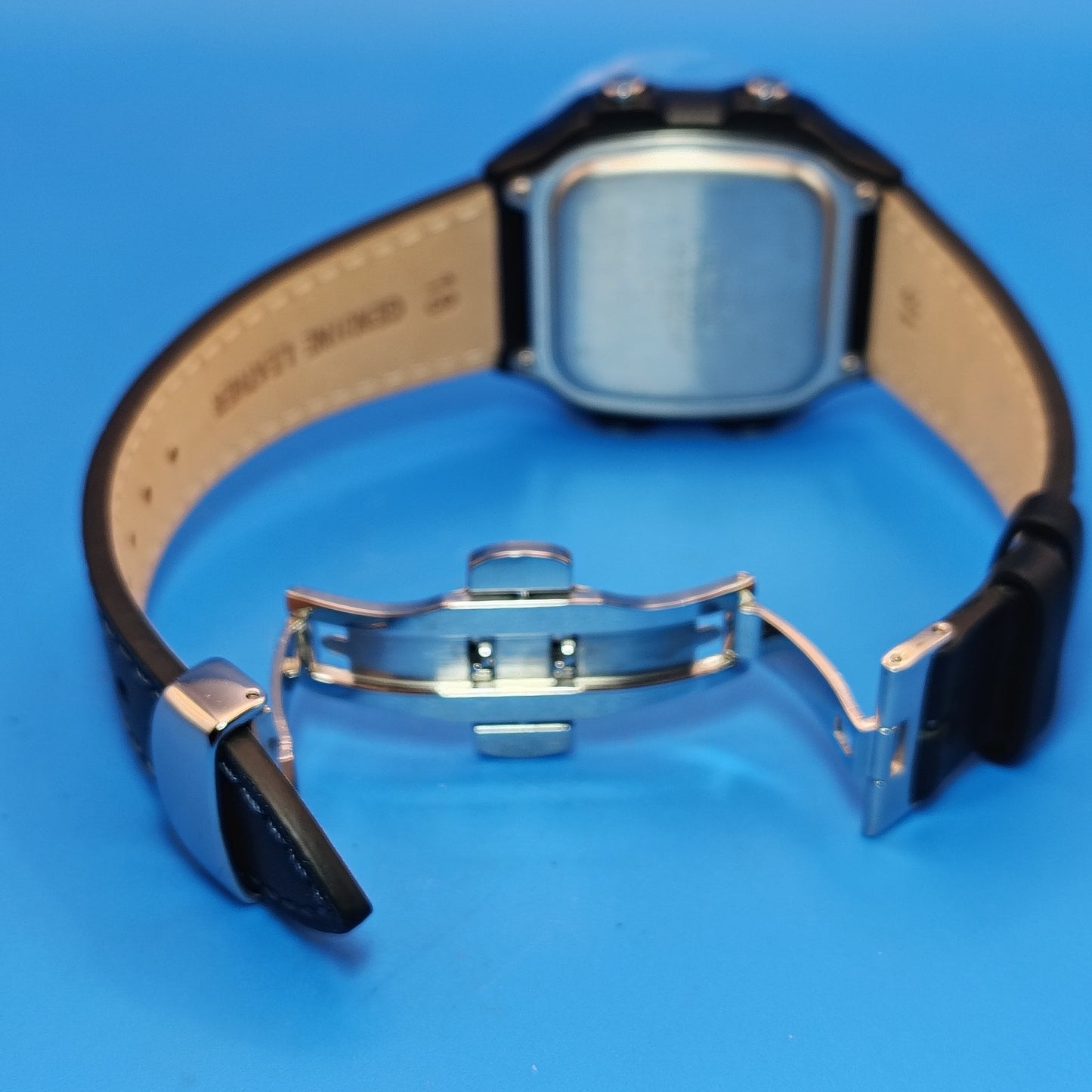New! 2026 Casio AE1200WH Royale World Time Fully Custom Stained Glass MOD Dial Mens Digital Luxury Watch Blue Leather Strap SS deployment clasp