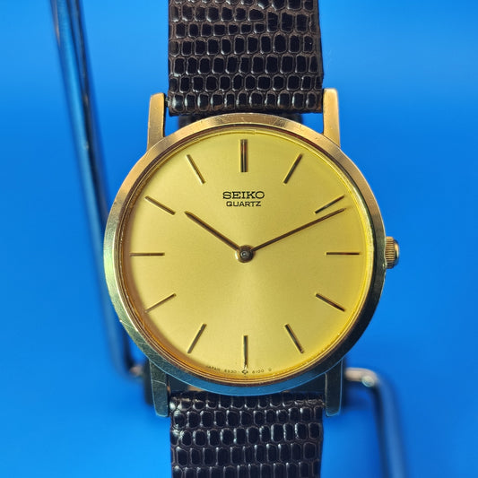Vintage 1981 Seiko Japan 30mm Mens Quartz Luxury Dress Watch Lizard Strap Full Restore