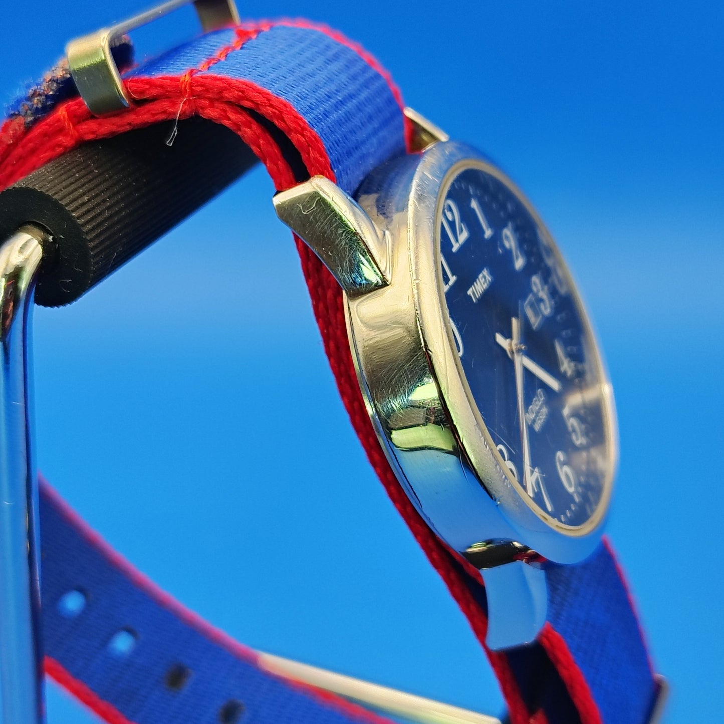 2013 Timex Date Blue Dial 39mm Mens Quartz Field Watch New Nato Strap