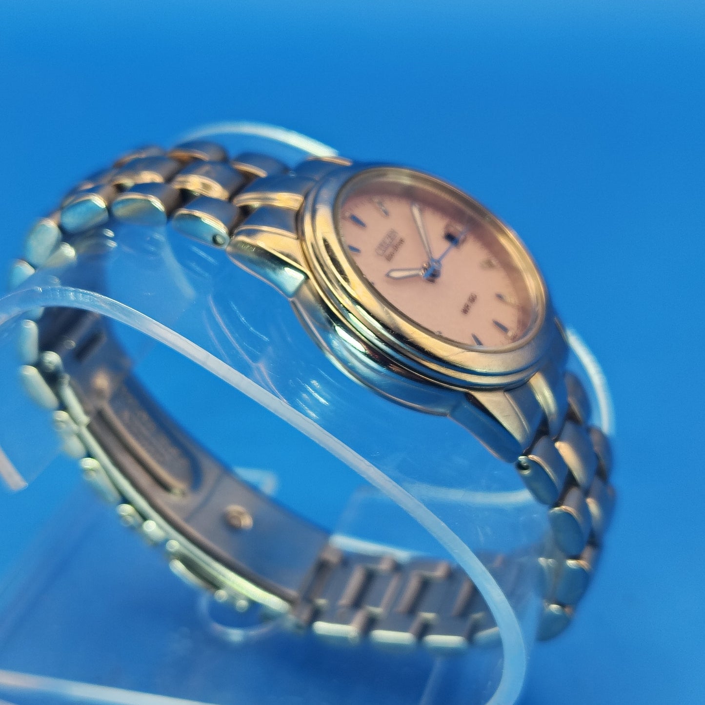 Vintage 1996 CITIZEN Eco Drive Pink Champagne Japanese Made Solar Powered Women's Quartz Luxury Watch