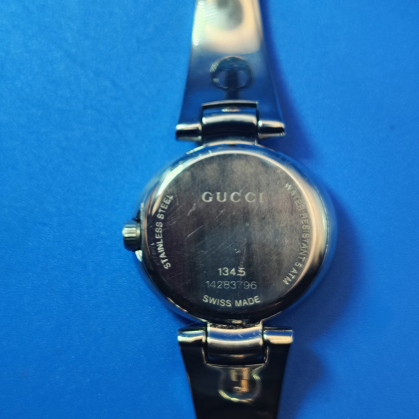 Vintage 1992 Gucci 1345 G-Series Authentic Swiss Made 23mm Women's Quartz Luxury Bangle Watch Genuine Fully Restored