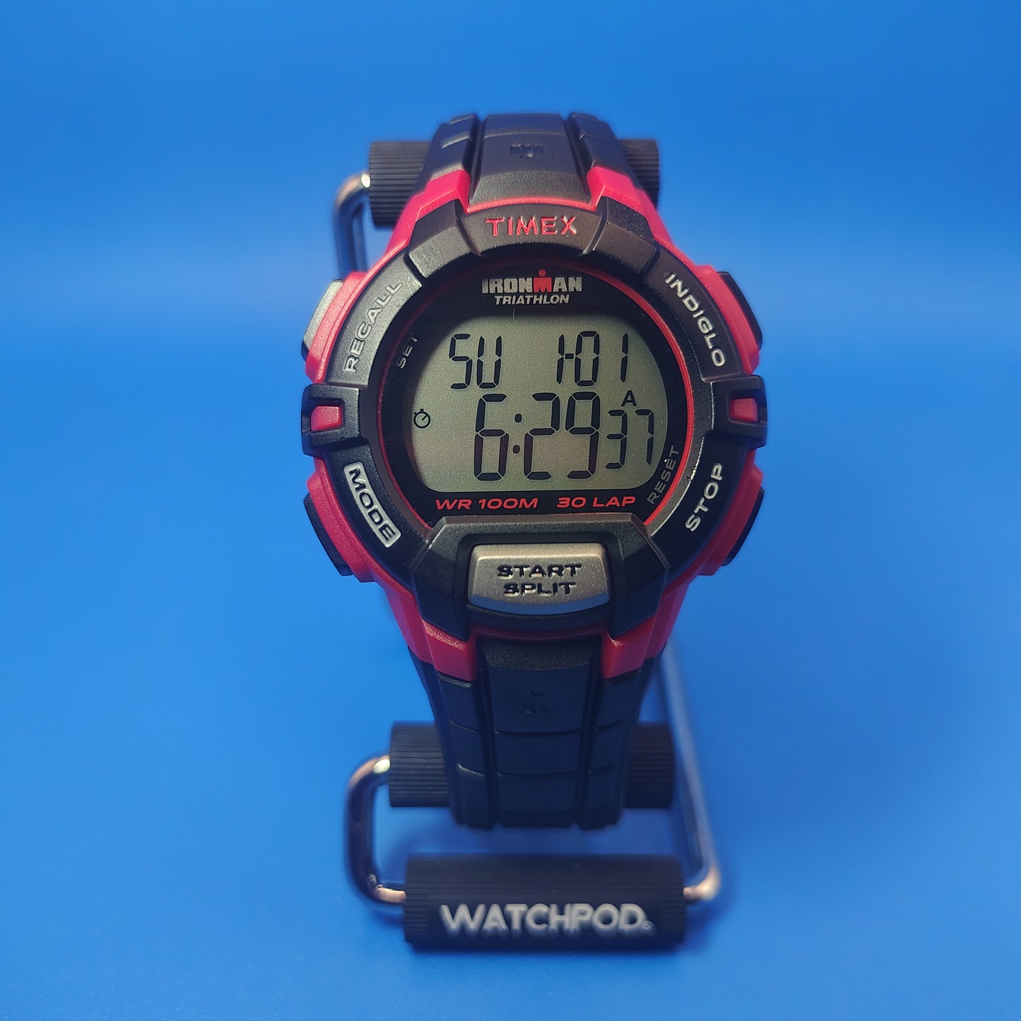 Vintage 2010 Timex Ironman Triathlon 41mm Mens Digital Sports Watch Red 100M WR