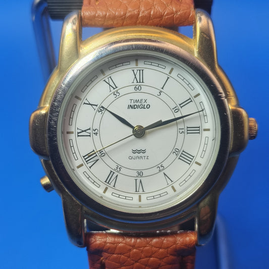 Vintage 1994 Timex Roman Dial 37mm Mens Quartz Dress Watch Restored *No Indiglo
