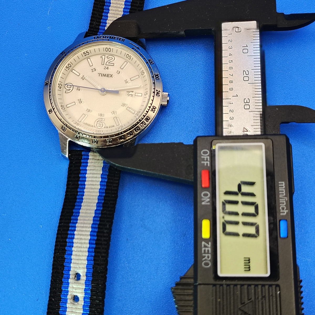 Vintage 2008 Timex Indiglo Tachymeter Date 40mm Mens Quartz Watch Restored MINT