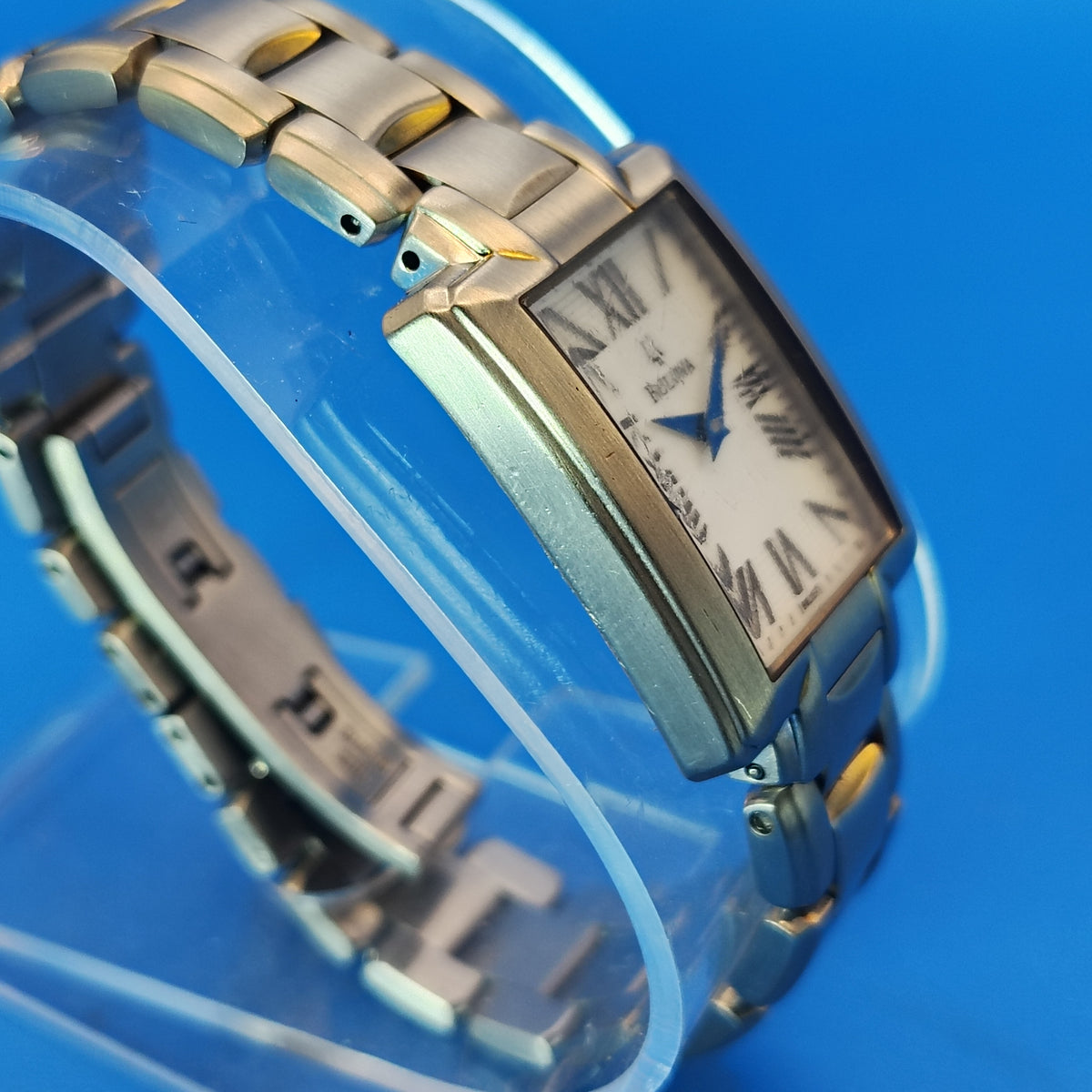 Vintage 1993 Bulova Tank Roman Numeral Rectangle 28mm Women's Quartz Luxury Dress Watch