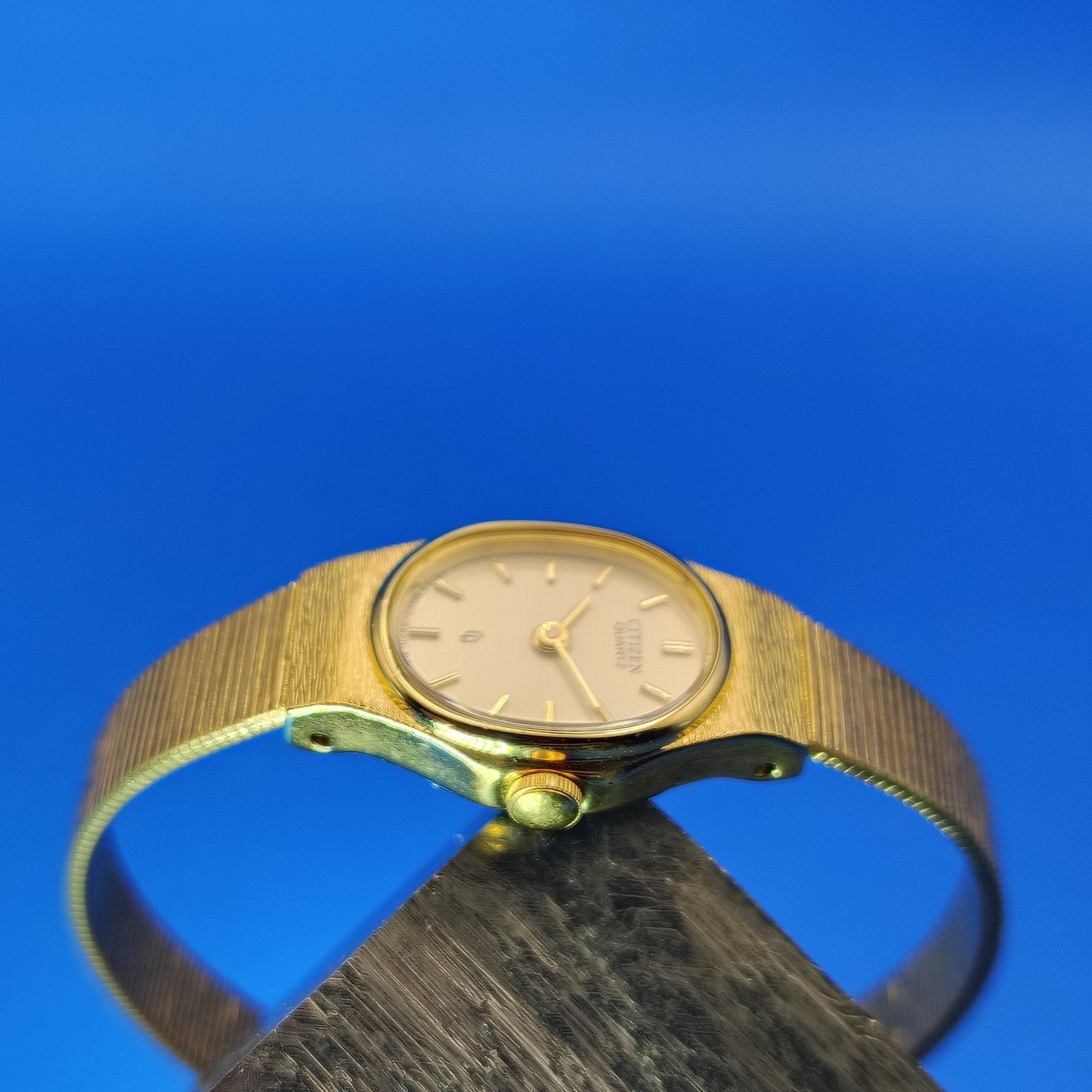 Vintage 1987 Citizen Quartz Japanese made Gold tone 17mm Women's Luxury Cocktail Watch Fully Restored