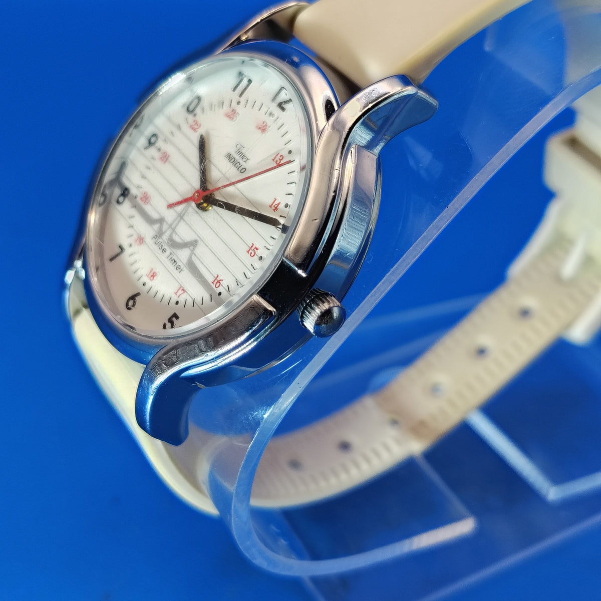 Vintage 1993 Timex Indiglo Nurse Pulse Timer 30mm Women's Quartz Watch Restored