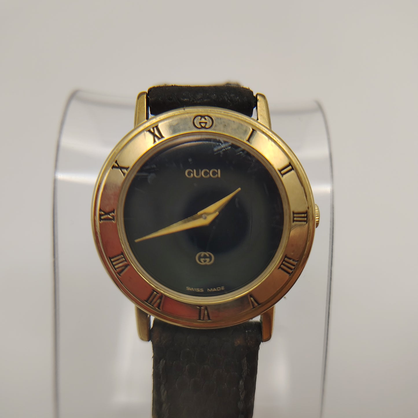 Vintage Authentic GUCCI 3001L Swiss Made Womens Quartz Luxury Watch Lizard Skin Fully Restored