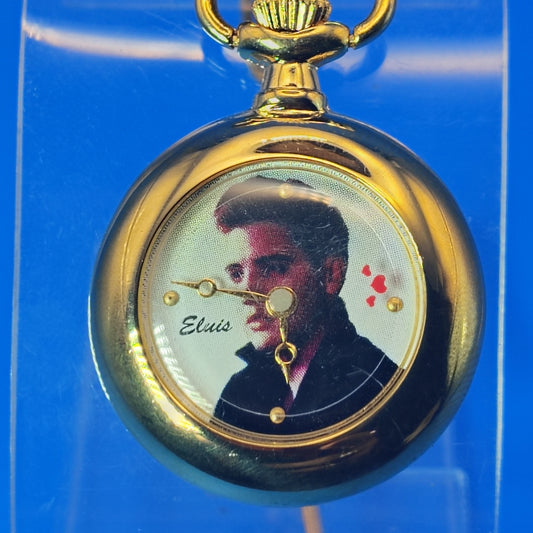 Vintage 1997 Elvis Licensed 34mm Women's Quartz Pocket Watch Heart Seconds Charm