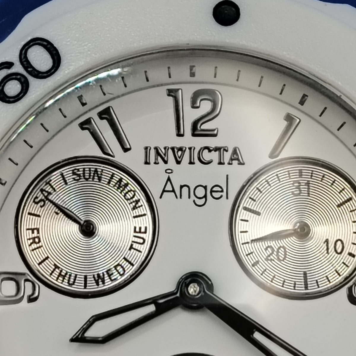 Vintage 2010 Invicta Angel Day-Date Chronograph Style Swiss Made 38mm Women's Quartz Watch
