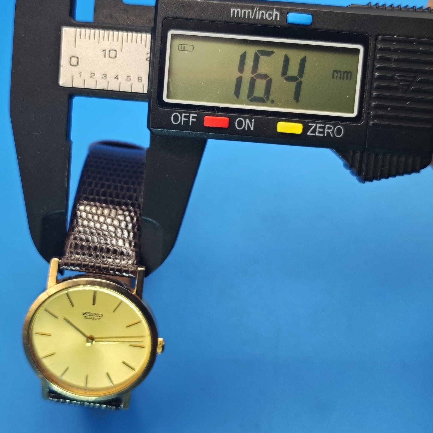 Vintage 1981 Seiko Japan 30mm Mens Quartz Luxury Dress Watch Lizard Strap Full Restore