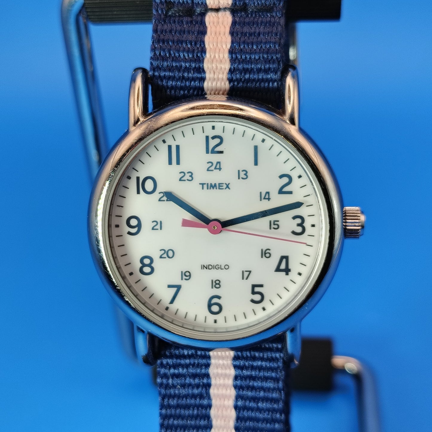 Vintage 2010 Timex Indiglo Weekender Pink Stripe 30mm Women's Quartz Watch Resto