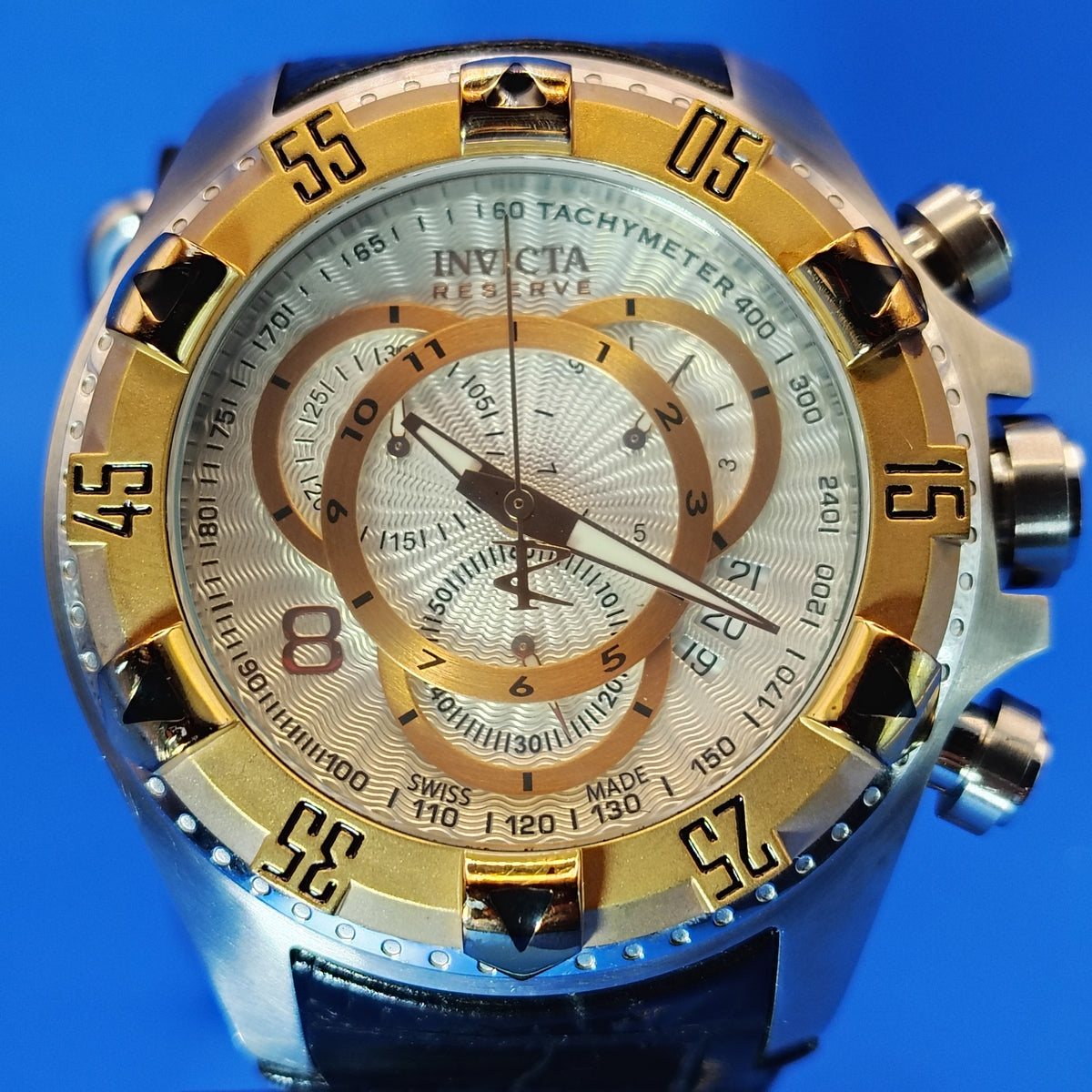 Vintage 2010 Invicta Reserve Excersion 11010 Chronograph Swiss Made 50mm Mens Quartz Watch Restored