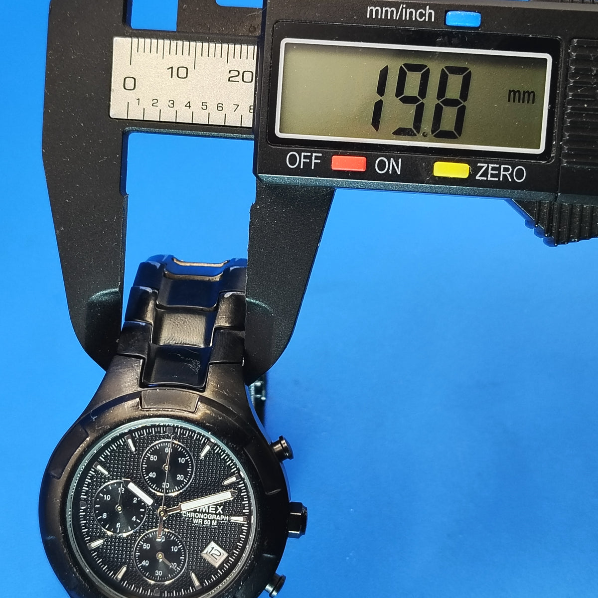 Vintage 2001 Timex Chronograph Date Gun Metal 38mm Mens Quartz Watch Restored