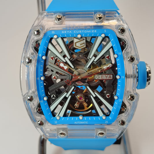 2026 Geya G78190 Crystal Shell Series 55mm Mens Automatic Luxury Watch Full Collector Box Set
