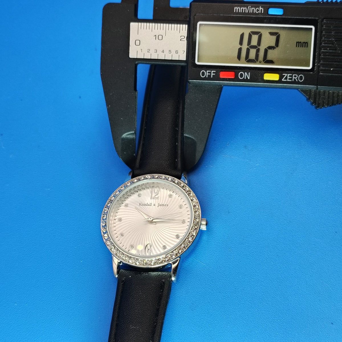 2014 Kendall & James Swirl Crystal Bezel 35mm Women's Quartz Watch Restored Clearance
