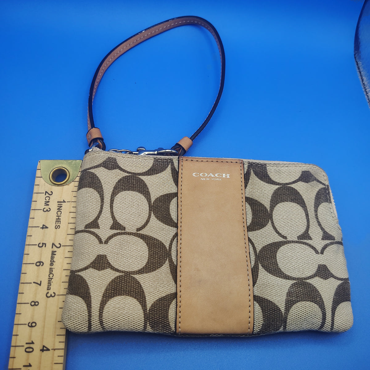 Vintage 2008 Authentic Coach Signature Canvas Women's Luxury Wristlet Wallet Bag Restored
