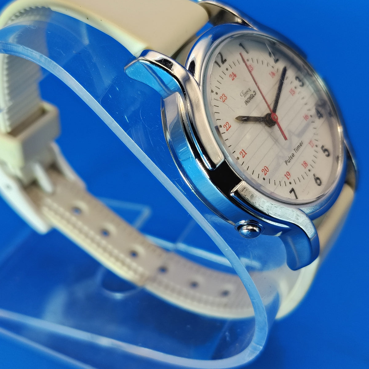 Vintage 1993 Timex Indiglo Nurse Pulse Timer 30mm Women's Quartz Watch Restored