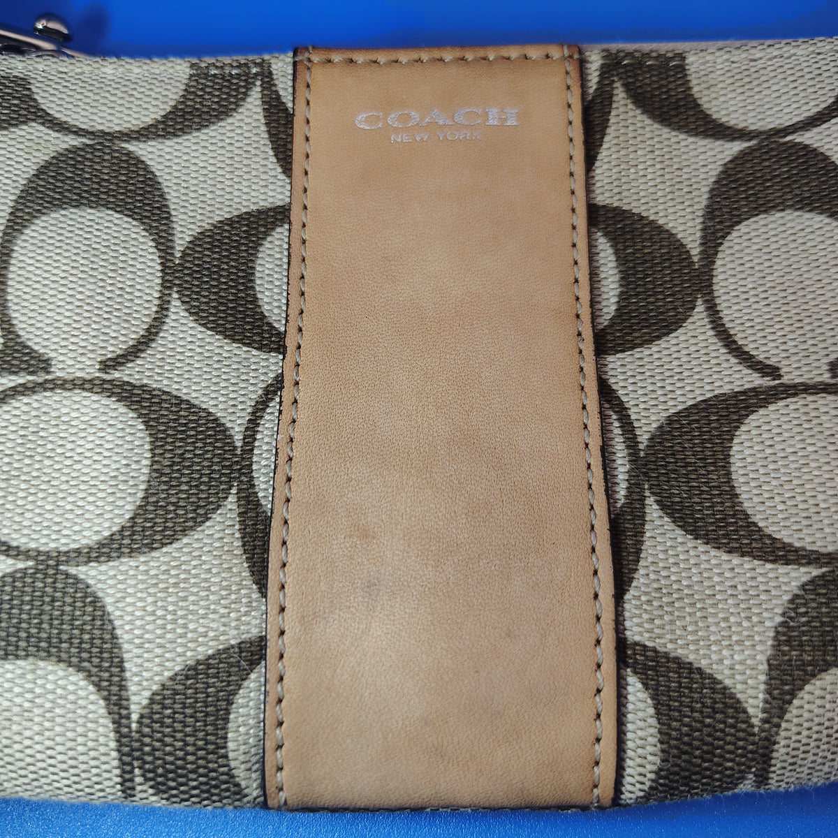 Vintage 2008 Authentic Coach Signature Canvas Women's Luxury Wristlet Wallet Bag Restored