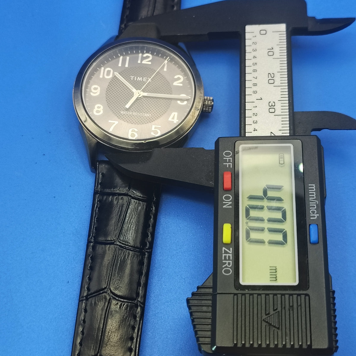2018 Timex T46000 40mm Mens Quartz Dress Watch Gun Metal New Strap Fully Restored